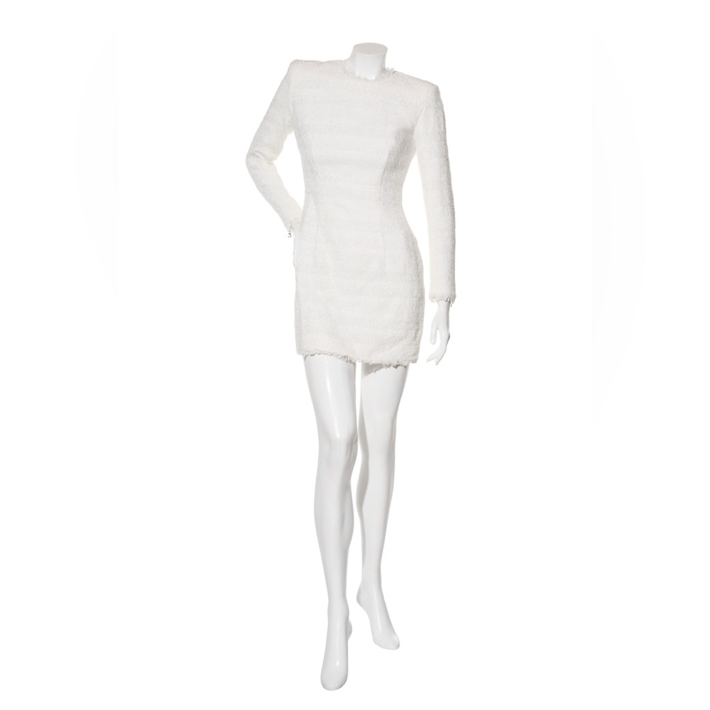 Balmain White Tweed Mini Dress w/ Zipper Detail FR 38 (US 6)